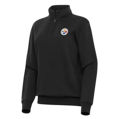 Pittsburgh Steelers Antigua Women's Victory Quarter-Zip Top - Black - NFL