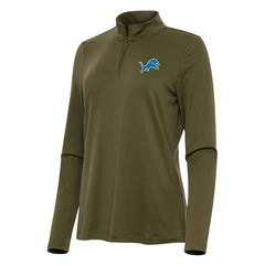 Detroit Lions Antigua Women's Reprocess Quarter-Zip Top - Olive - NFL