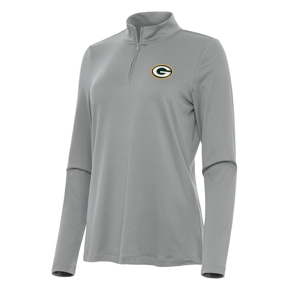 Green Bay Packers Antigua Women's Reprocess Quarter-Zip Top - Gray - NFL