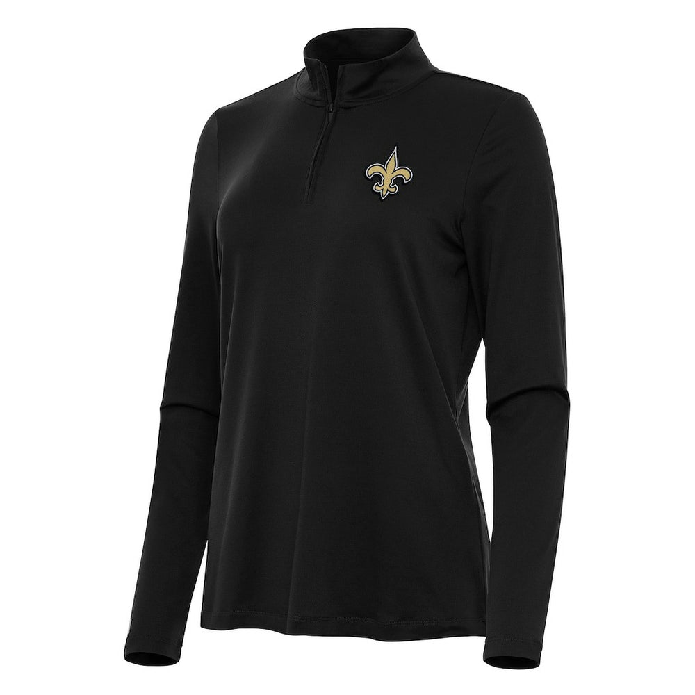 New Orleans Saints Antigua Women's Reprocess Quarter-Zip Top - Black - NFL