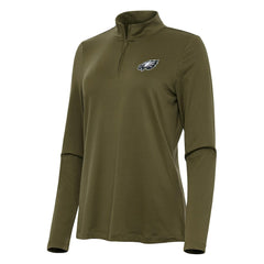 Philadelphia Eagles Antigua Women's Reprocess Quarter-Zip Top - Olive - NFL