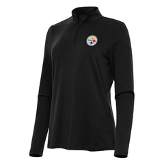 Pittsburgh Steelers Antigua Women's Reprocess Quarter-Zip Top - Black - NFL