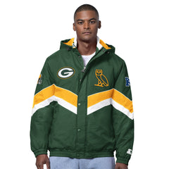 Green Bay Packers OVO x Starter Sideline Full-Snap Puffer Jacket - Green - NFL