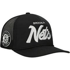 Mitchell & Ness Brooklyn Nets Script Trucker Adjustable Hat Black