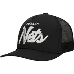 Mitchell & Ness Brooklyn Nets Script Trucker Adjustable Hat Black