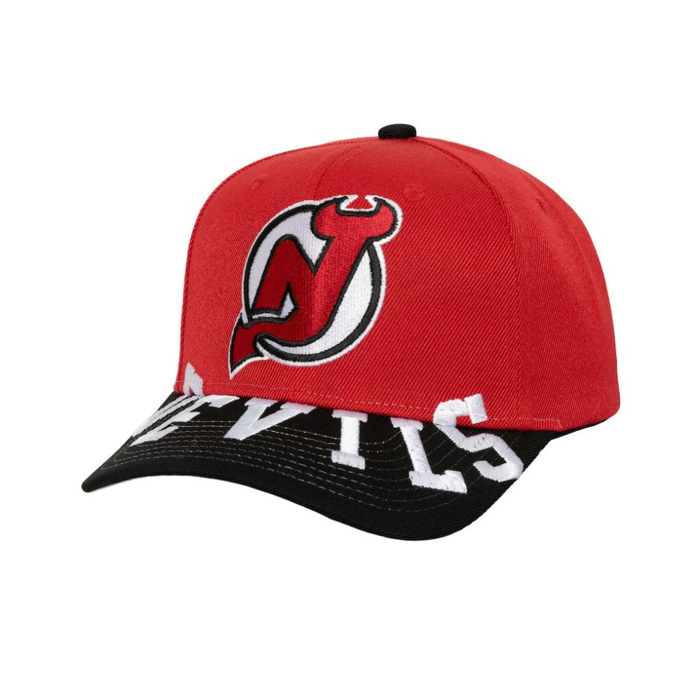 New Jersey Devils Mitchell & Ness Underarch Two-Tone Pro Crown Snapback Hat - Red/Black | New Era near me