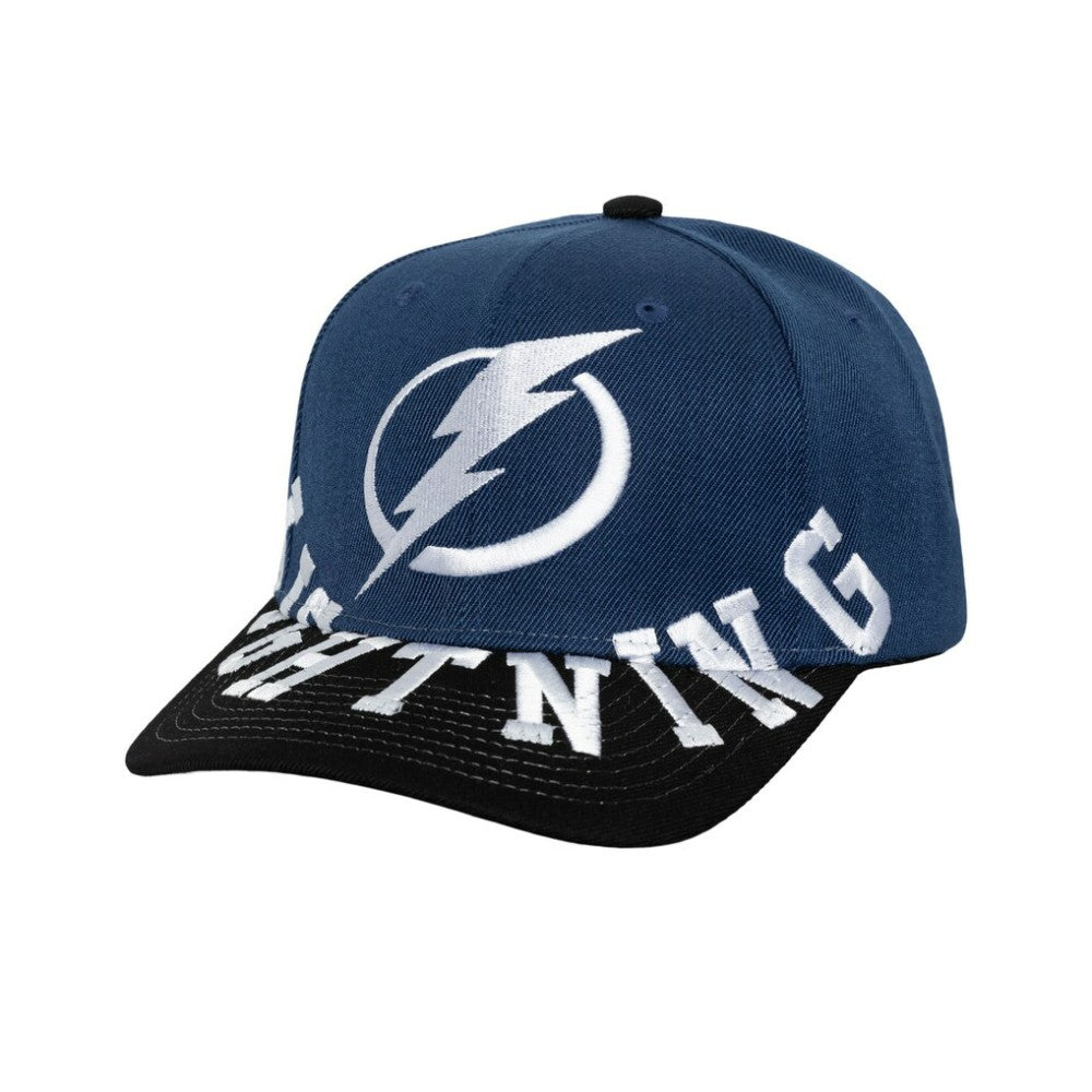 Tampa Bay Lightning Mitchell & Ness Underarch Two-Tone Pro Crown Snapback Hat - Blue/Black | NHL Lifestyle