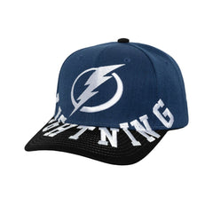 Tampa Bay Lightning Mitchell & Ness Underarch Two-Tone Pro Crown Snapback Hat - Blue/Black | NHL Lifestyle
