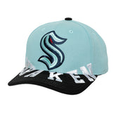 Seattle Kraken Mitchell & Ness Underarch Two-Tone Pro Crown Snapback Hat - Light Blue/Black | NHL discount