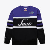 Mitchell & Ness Utah Jazz Hardwood Classics Vintage Logo Head Coach Pullover Sweatshirt Black/Purple