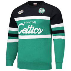 Mitchell & Ness Boston Celtics Hardwood Classics Vintage Logo Head Coach Pullover Sweatshirt Kelly Green/Black