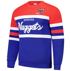 Mitchell & Ness Denver Nuggets Hardwood Classics Vintage Logo Head Coach Pullover Sweatshirt Royal/Red