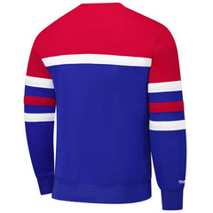 Mitchell & Ness Philadelphia 76ers Hardwood Classics Vintage Logo Head Coach Pullover Sweatshirt Royal/Red