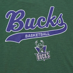 Mitchell & Ness Milwaukee Bucks Hardwood Classics Felt Applique Slub T-Shirt Green
