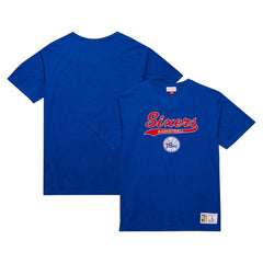 Mitchell & Ness Philadelphia 76ers Hardwood Classics Felt Applique Slub T-Shirt Royal