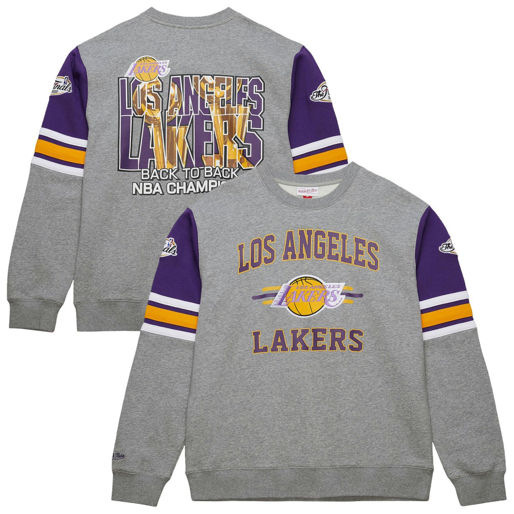 Mitchell & Ness Los Angeles Lakers Hardwood Classics All Over 4.0 Pullover Sweatshirt Heather Gray