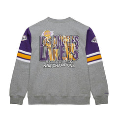 Mitchell & Ness Los Angeles Lakers Hardwood Classics All Over 4.0 Pullover Sweatshirt Heather Gray