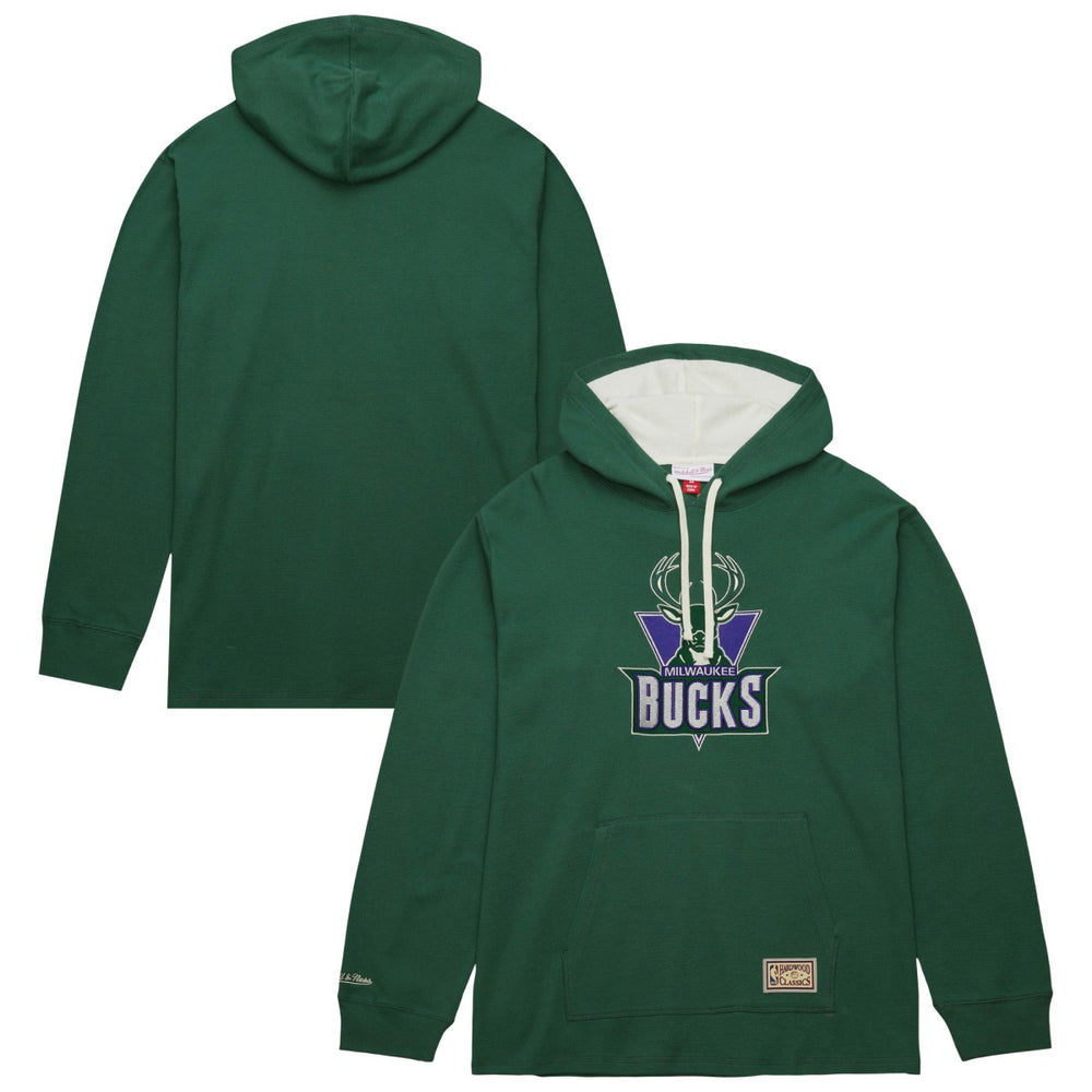 Mitchell & Ness Milwaukee Bucks Hardwood Classics Lightweight Thermal Pullover Hoodie Green