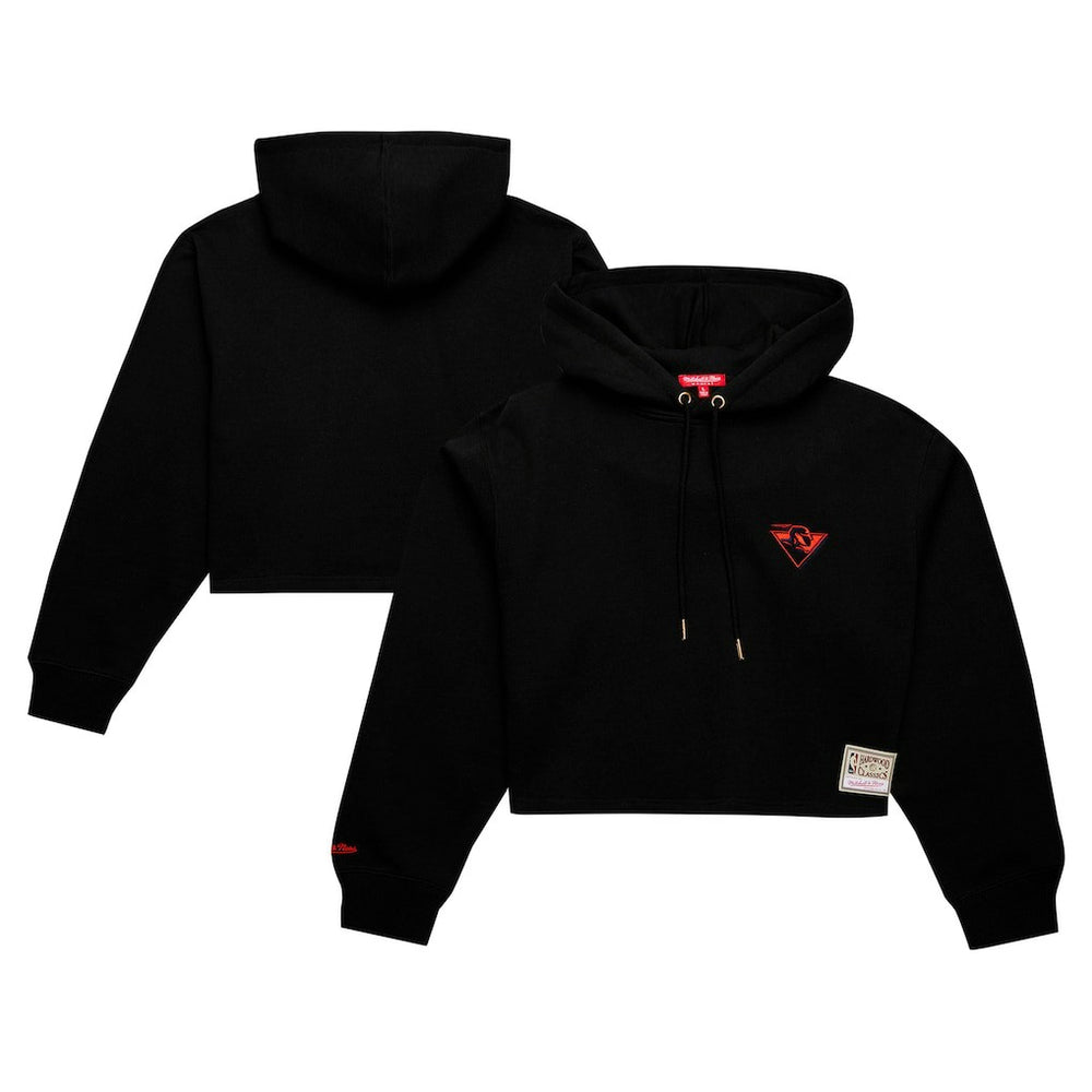 Mitchell & Ness Golden State Warriors Women's Hardwood Classics Cropped Pullover Hoodie Black