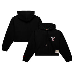 Mitchell & Ness Chicago Bulls Women's Hardwood Classics Cropped Pullover Hoodie Black