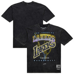 Mitchell & Ness Los Angeles Lakers Unisex Hardwood Classics Vintage Voltage Premium Heavyweight T-Shirt Black