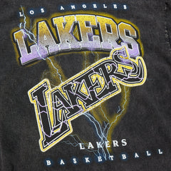 Mitchell & Ness Los Angeles Lakers Unisex Hardwood Classics Vintage Voltage Premium Heavyweight T-Shirt Black