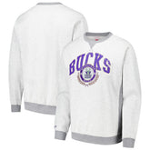 Mitchell & Ness Milwaukee Bucks Vintage Logo Pullover Sweatshirt Heather Gray