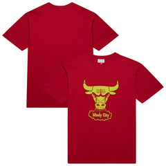 Mitchell & Ness Chicago Bulls Hardwood Classics Neon Nights Premium T-Shirt Red