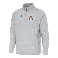 Pittsburgh Steelers Antigua Certain Tri-Blend Quarter-Zip Top - Heather Gray - NFL