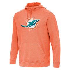 Miami Dolphins Antigua Cloud Pullover Hoodie - Heather Orange - NFL