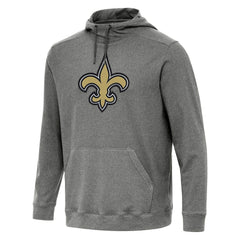 New Orleans Saints Antigua Cloud Pullover Hoodie - Heather Black - NFL