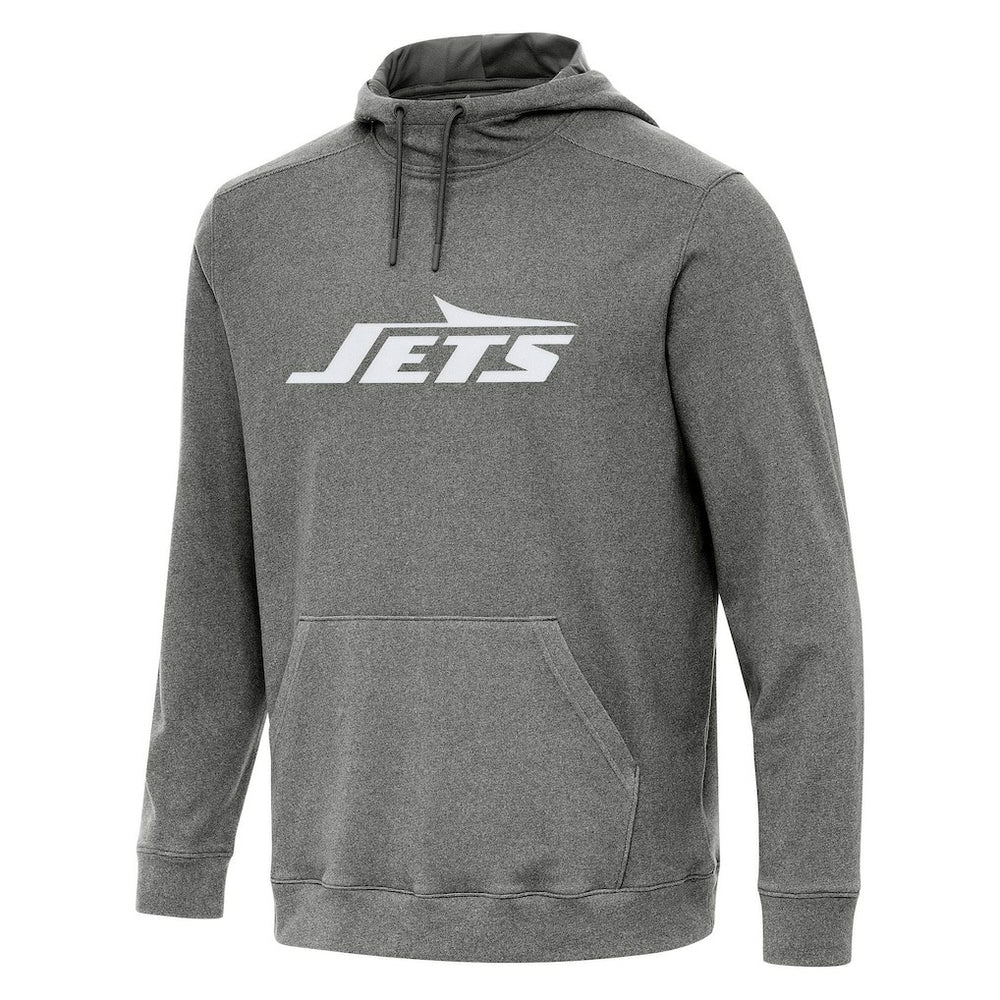 New York Jets Antigua Cloud Pullover Hoodie - Heather Black - NFL