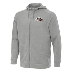 Baltimore Ravens Antigua Effortless Full-Zip Hoodie - Heather Gray - NFL