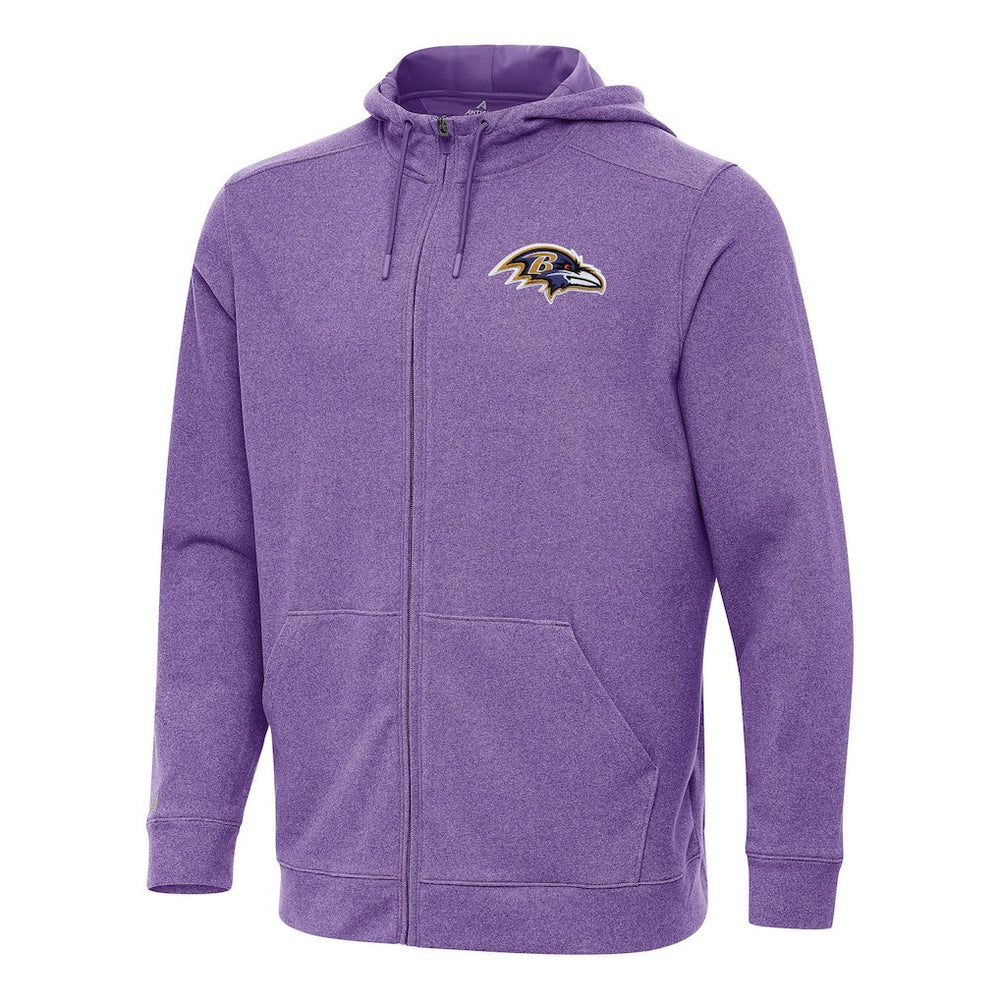Baltimore Ravens Antigua Effortless Full-Zip Hoodie - Heather Purple - NFL