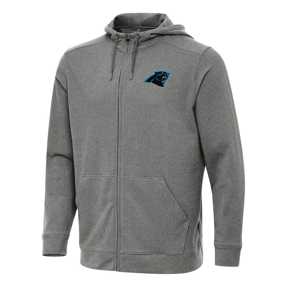 Carolina Panthers Antigua Effortless Full-Zip Hoodie - Heather Black - NFL