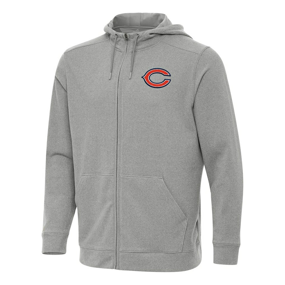 Chicago Bears Antigua Effortless Full-Zip Hoodie - Heather Gray - NFL