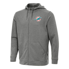 Miami Dolphins Antigua Effortless Full-Zip Hoodie - Heather Black - NFL