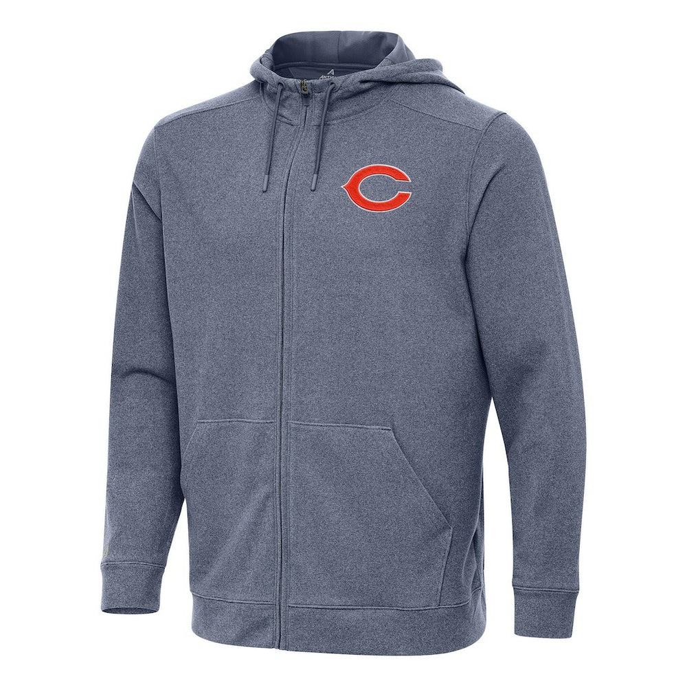 Chicago Bears Antigua Effortless Full-Zip Hoodie - Heather Navy - NFL
