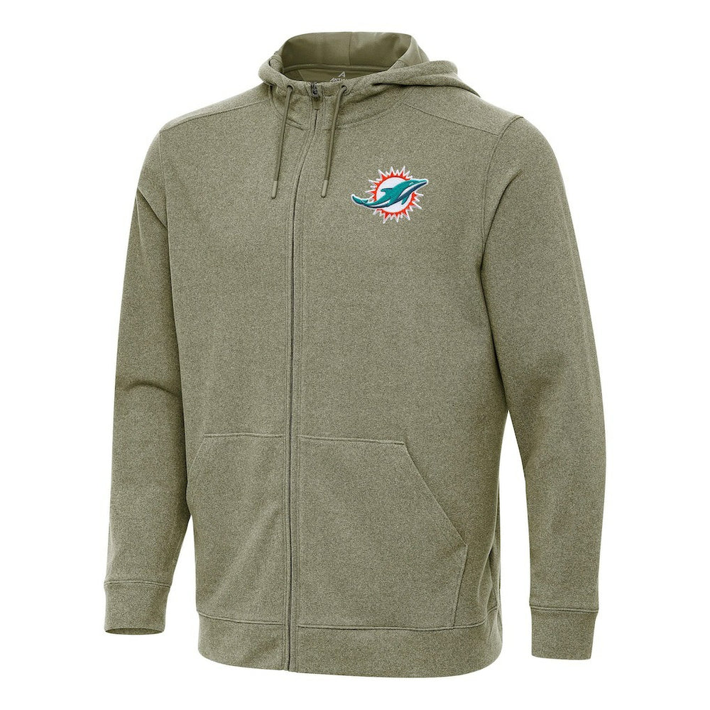 Miami Dolphins Antigua Effortless Full-Zip Hoodie - Olive - NFL