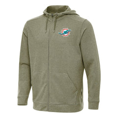 Miami Dolphins Antigua Effortless Full-Zip Hoodie - Olive - NFL