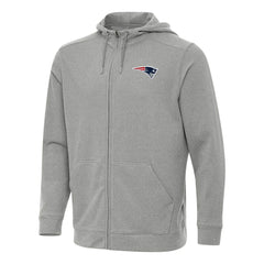 New England Patriots Antigua Effortless Full-Zip Hoodie - Heather Gray - NFL