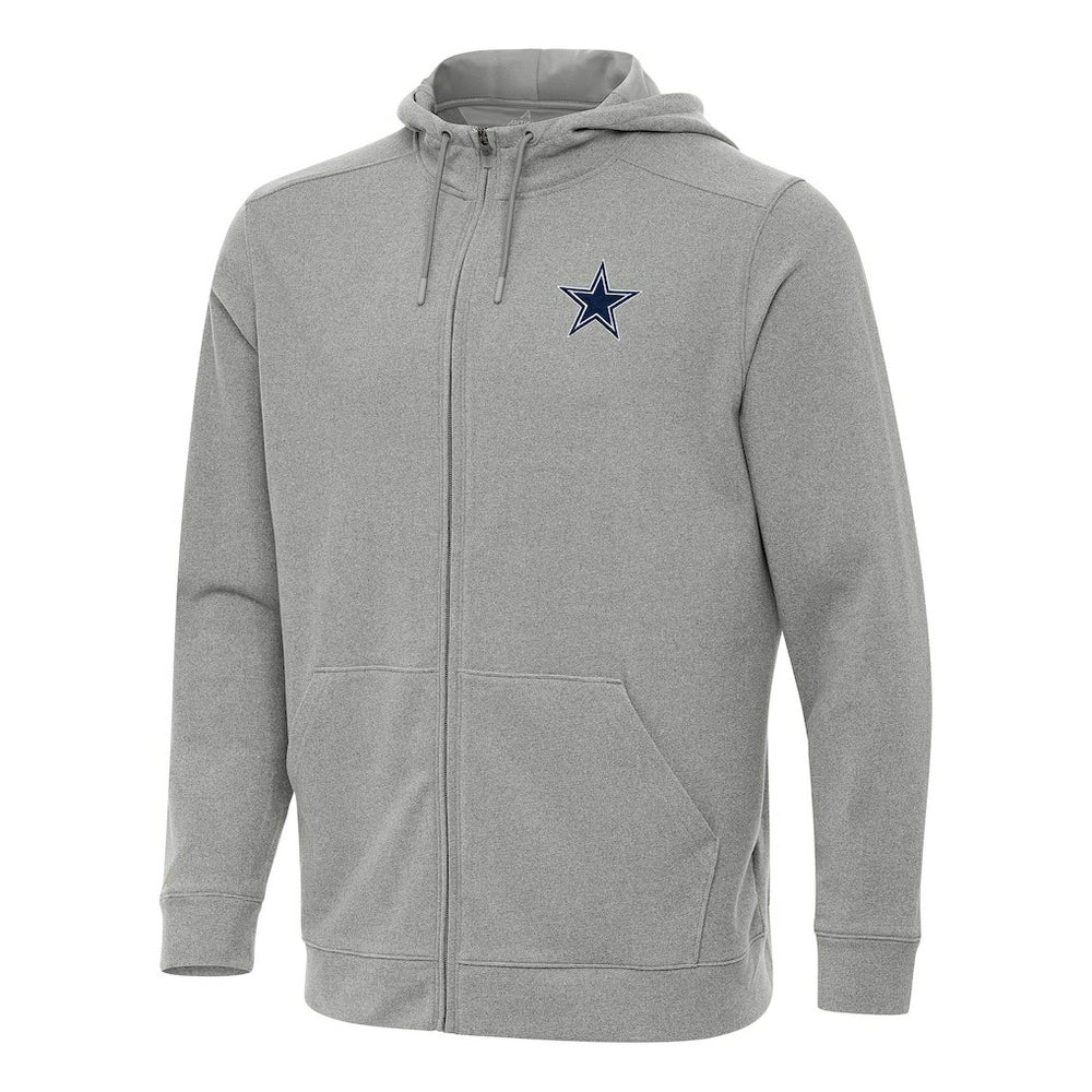 Dallas Cowboys Antigua Effortless Full-Zip Hoodie - Heather Gray - NFL
