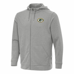 Green Bay Packers Antigua Effortless Full-Zip Hoodie - Heather Gray - NFL