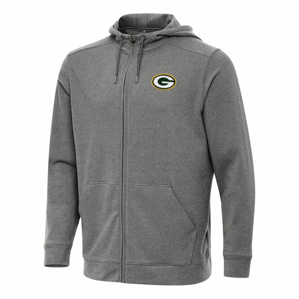 Green Bay Packers Antigua Effortless Full-Zip Hoodie - Heather Black - NFL