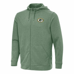 Green Bay Packers Antigua Effortless Full-Zip Hoodie - Heather Green - NFL