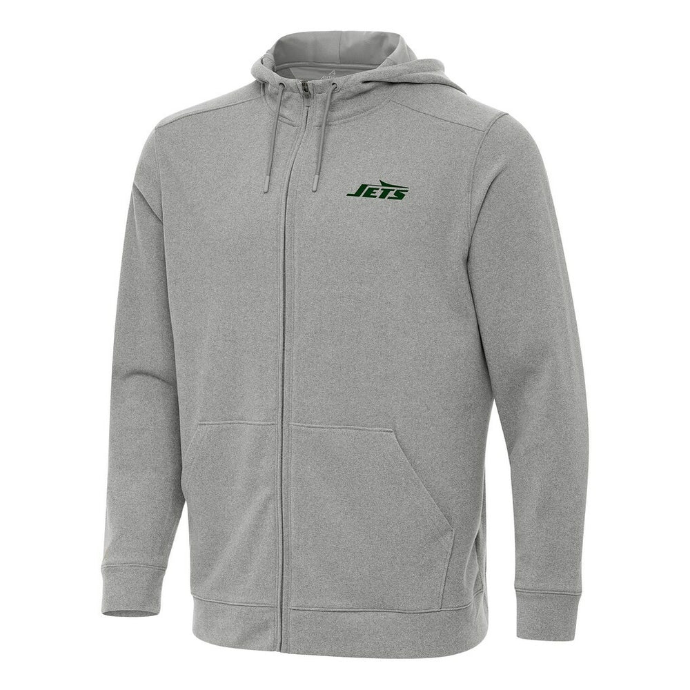 New York Jets Antigua Effortless Full-Zip Hoodie - Heather Gray - NFL