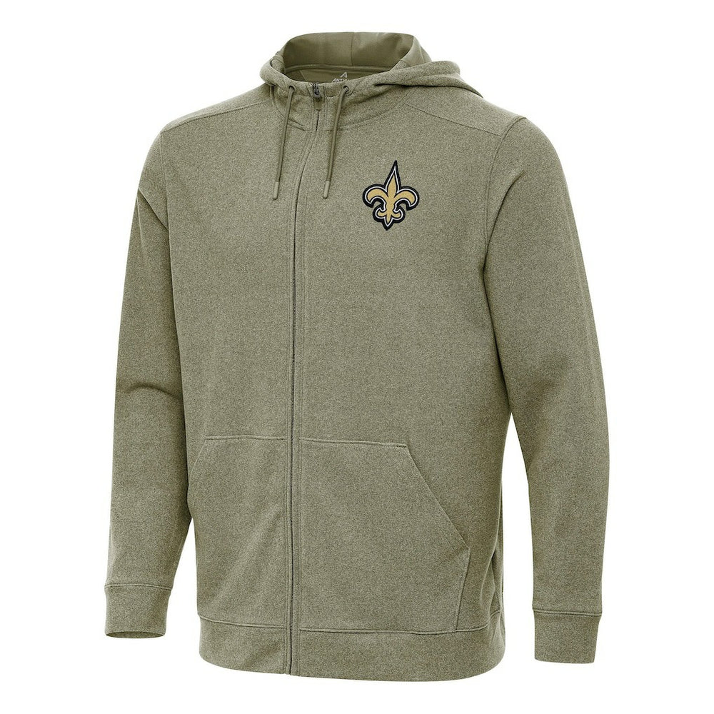 New Orleans Saints Antigua Effortless Full-Zip Hoodie - Olive - NFL