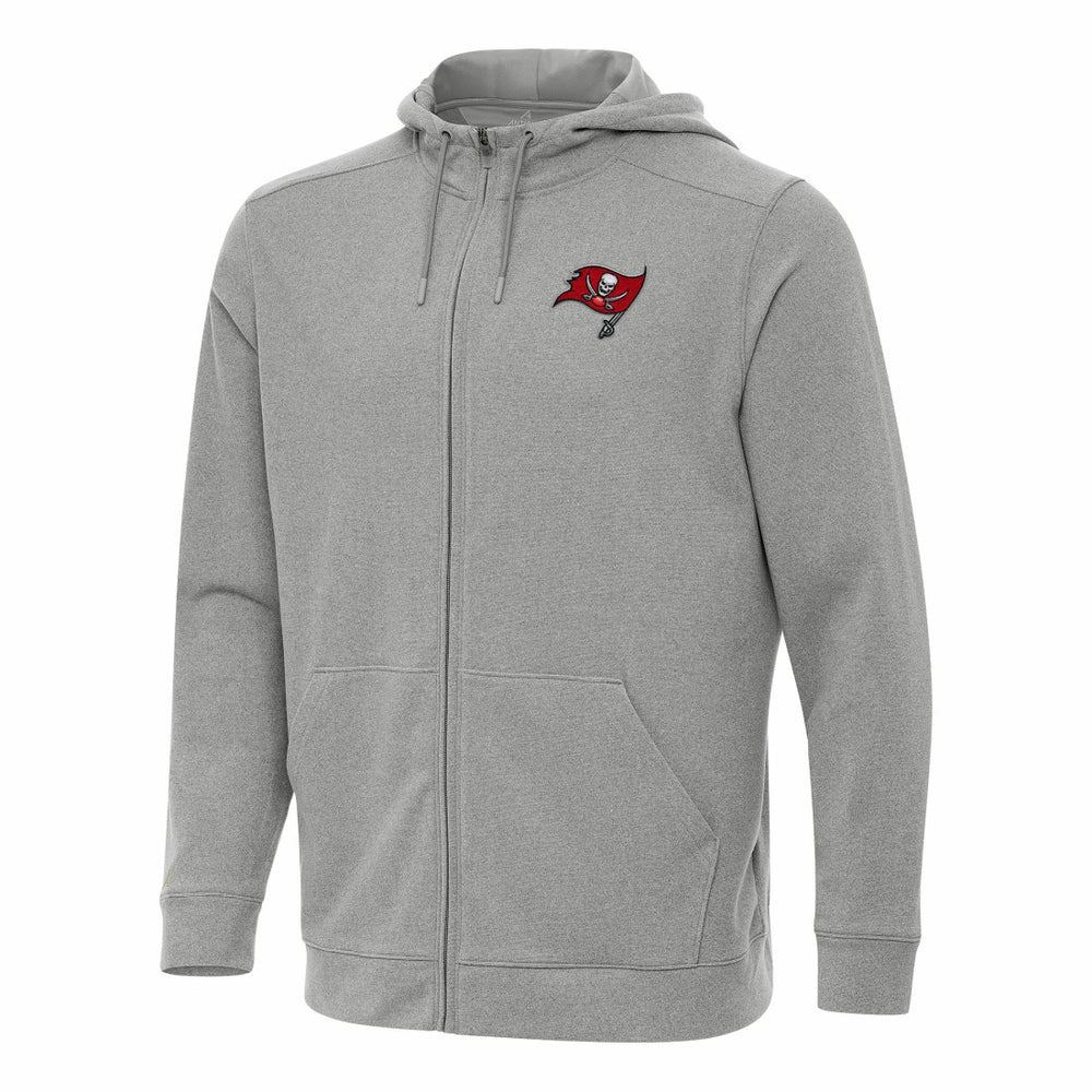 Tampa Bay Buccaneers Antigua Effortless Full-Zip Hoodie - Heather Gray - NFL