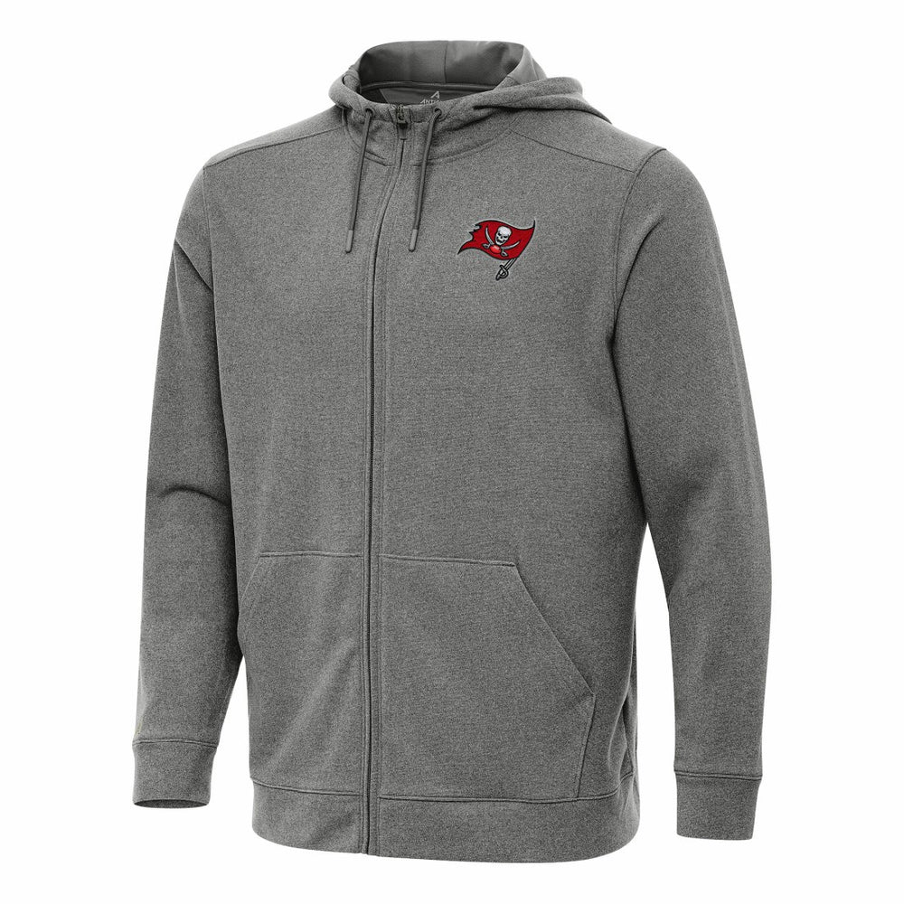 Tampa Bay Buccaneers Antigua Effortless Full-Zip Hoodie - Heather Black - NFL