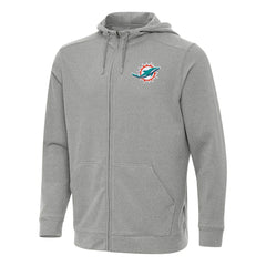 Miami Dolphins Antigua Effortless Full-Zip Hoodie - Heather Gray - NFL